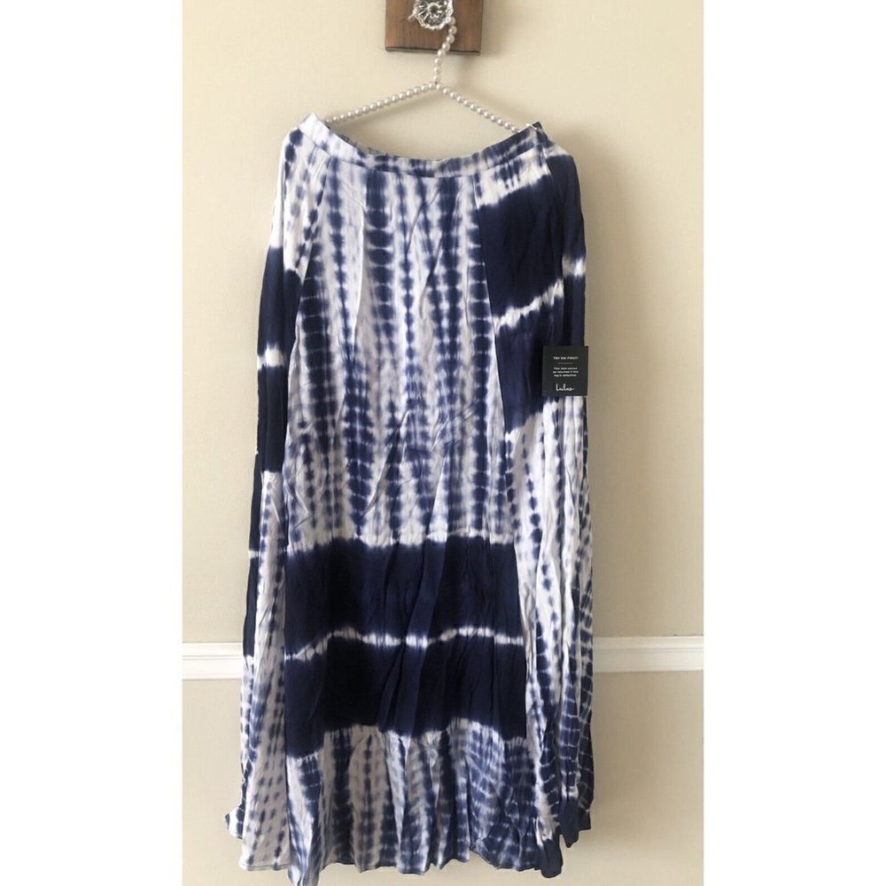 NWT Lulus Womens Size Medium Back to Your Roots Blue Tie Dye Maxi Skirt